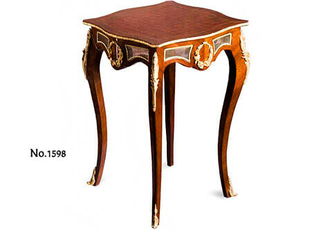 French Louis XV ormolu-mounted Parquetry and veneer inlaid lattice pierced ormolu gallery Salon Side Table