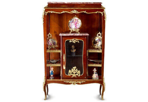 Late 19th century François Linke Louis XV style ormolu mounted and marble topped sectional Display Vitrine