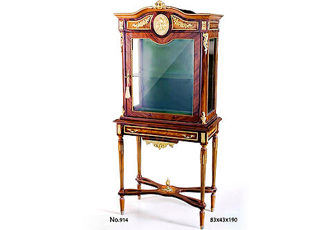Napoleon III ormolu-mounted veneer inlaid Vitrine on Stand on the Louis XVI style after the model by Victor Raulin